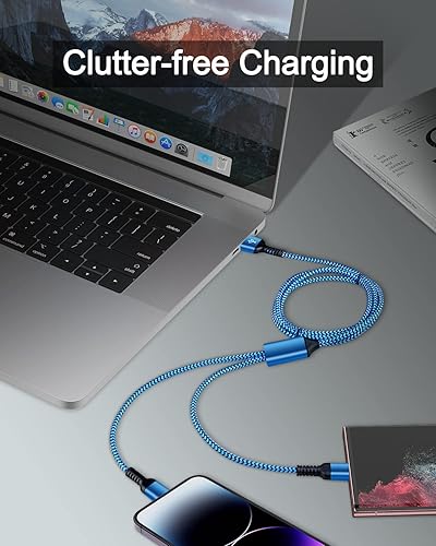 Miniatura 6 de Cable de carga múltiple 2 en 1, cable de carga múltiple USB a Lightning y puerto tipo C Apple y Android, cable de carga trenzado para iPhone 17 16