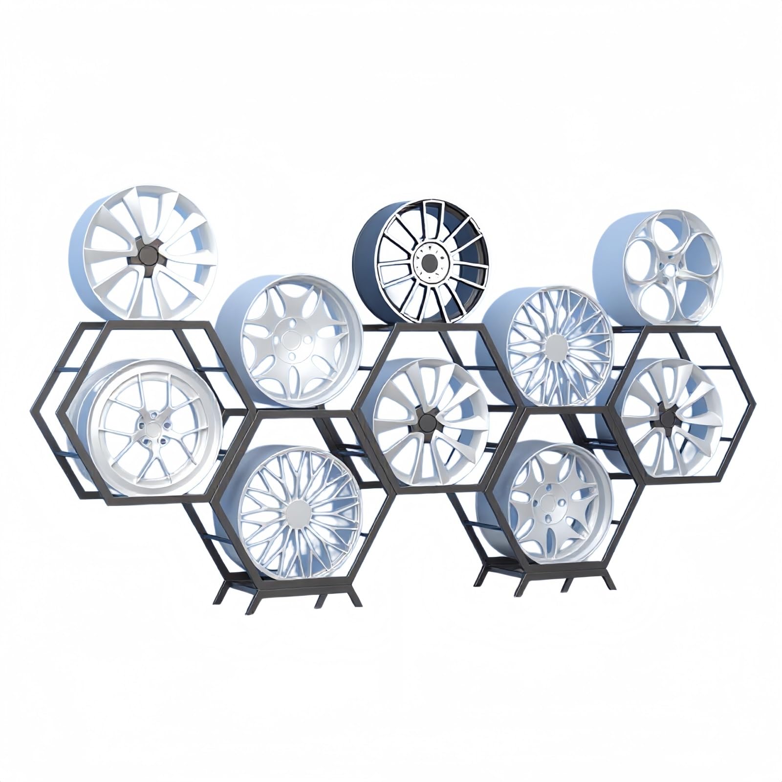 AKFNCJE Adjustable Car Rim Display Rack, Freely Combinable Rim Storage Rack