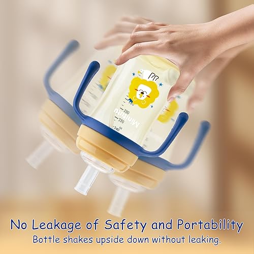 Miniatura 6 de Qshare Vaso para sorber con popote y asas, con popote y asas, taza de entrenamiento con paja pesada, taza de fácil agarre sin derrames, con boquilla