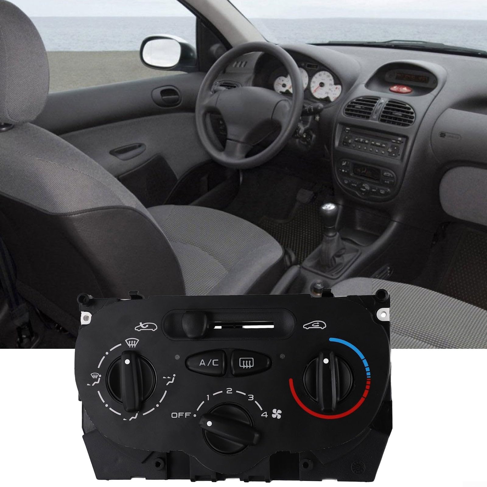 Interruttore di controllo del riscaldatore CA per 206 207 307 (OEM 9624675377 / X666633H) - Gruppo pannello di controllo climatico a 11 pin in plastica nera per interruttore HVAC
