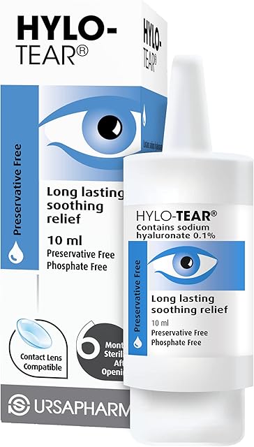 HYLO Tear Preservative Free Eyedrops Sodium Hyluronate 0.1%- Eye Drops to Lubricate Dry Eyes 10ml