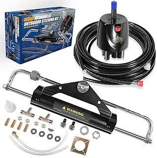 Hydraulic Steering Kit 150HP for Outboard Boat Engines -409.7kgf Output,26.8ft Cuttable Hose,6.9MPa Helm, Dual-Lock Cylinder -For Yamaha/Mercury/Honda/Suzuki/Single Engine Outboards,For 3/4" Tilt Tube