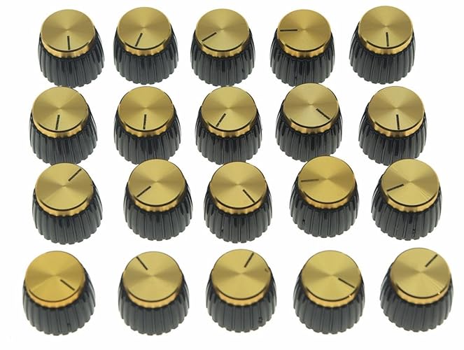 Dopro 20pcs Guitar AMP Amplifier Push on fit Knobs Black w/Gold Cap for Marshall Amplifier - Gold