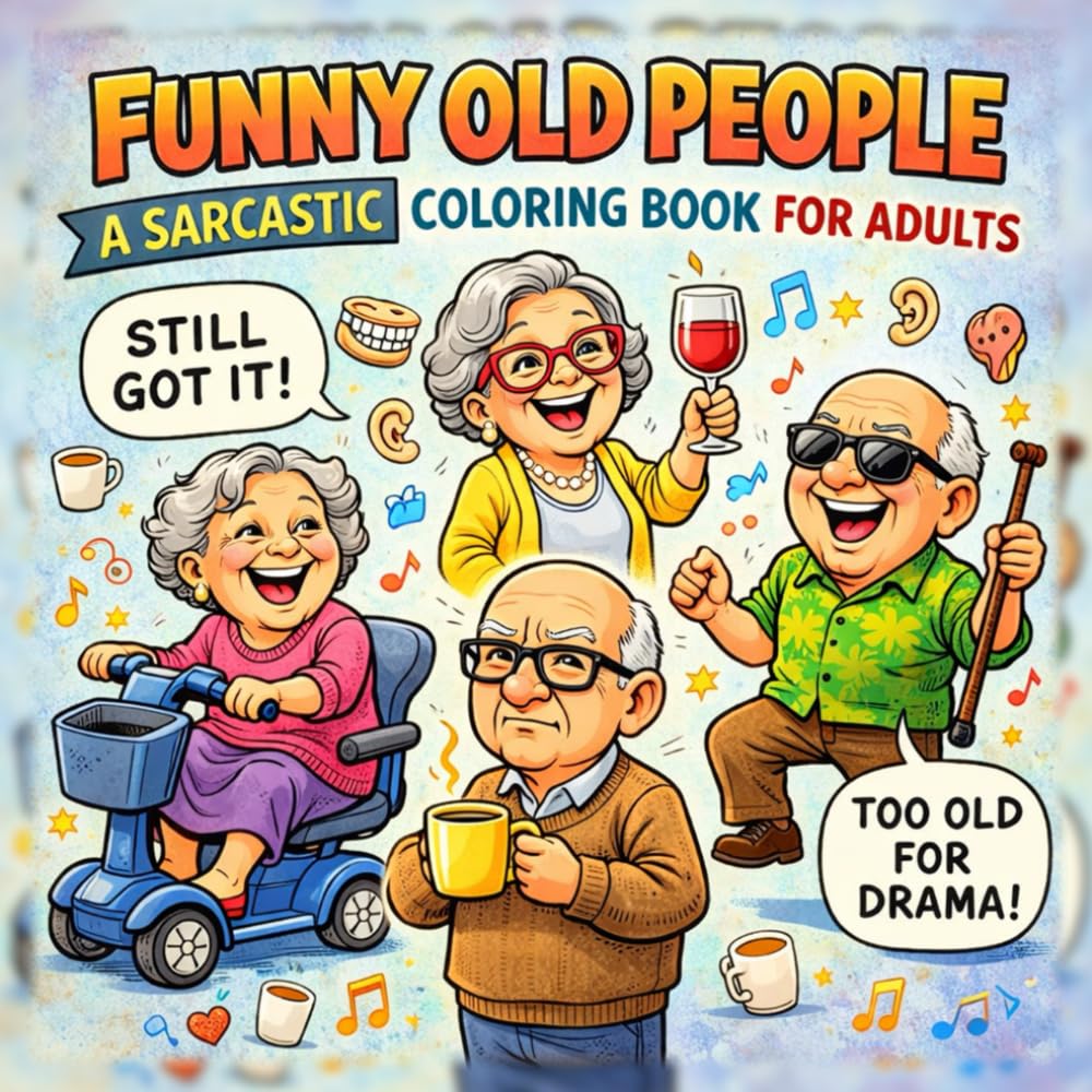FUNNY OLD PEOPLE: A Sarcastic Coloring Book for Adults: Witty Quotes, Grumpy Seniors, and Laugh-Out-Loud Designs