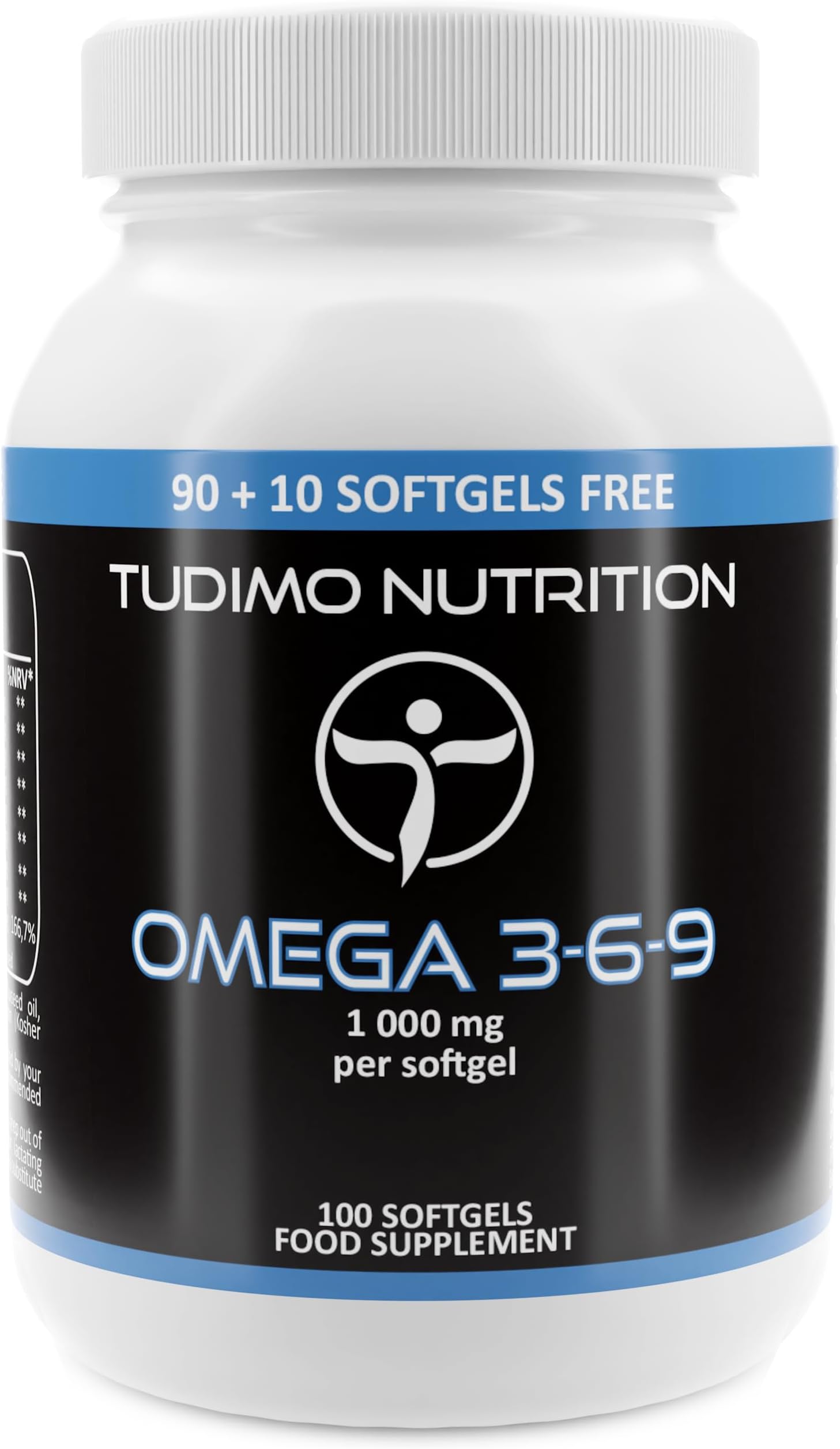 Omega 3 6 9 Capsules High Strength - 1000 mg per Softgel - 100 pcs (3+ Month Supply) of Essential Fatty Acids, Each with 1000mg of Premium Quality Omega 369 Fish, Sunflower, Flaxseed Oil and Vitamin E