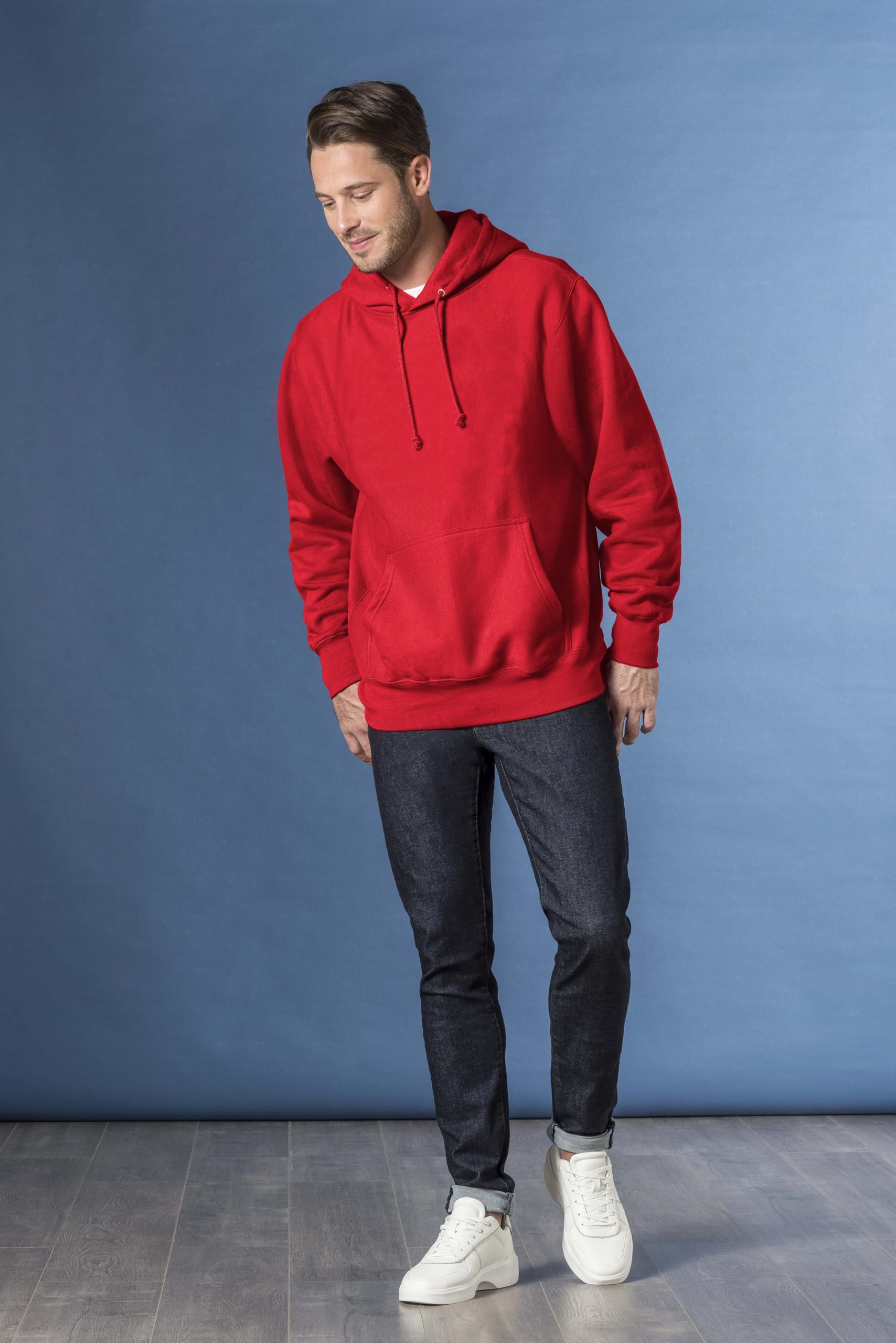 MV Sport Cool Fleece Hoodies for Men (Drawstring Hoodie Mens Sweatshirt) Mens Hoodies Pullover (Red, Large)