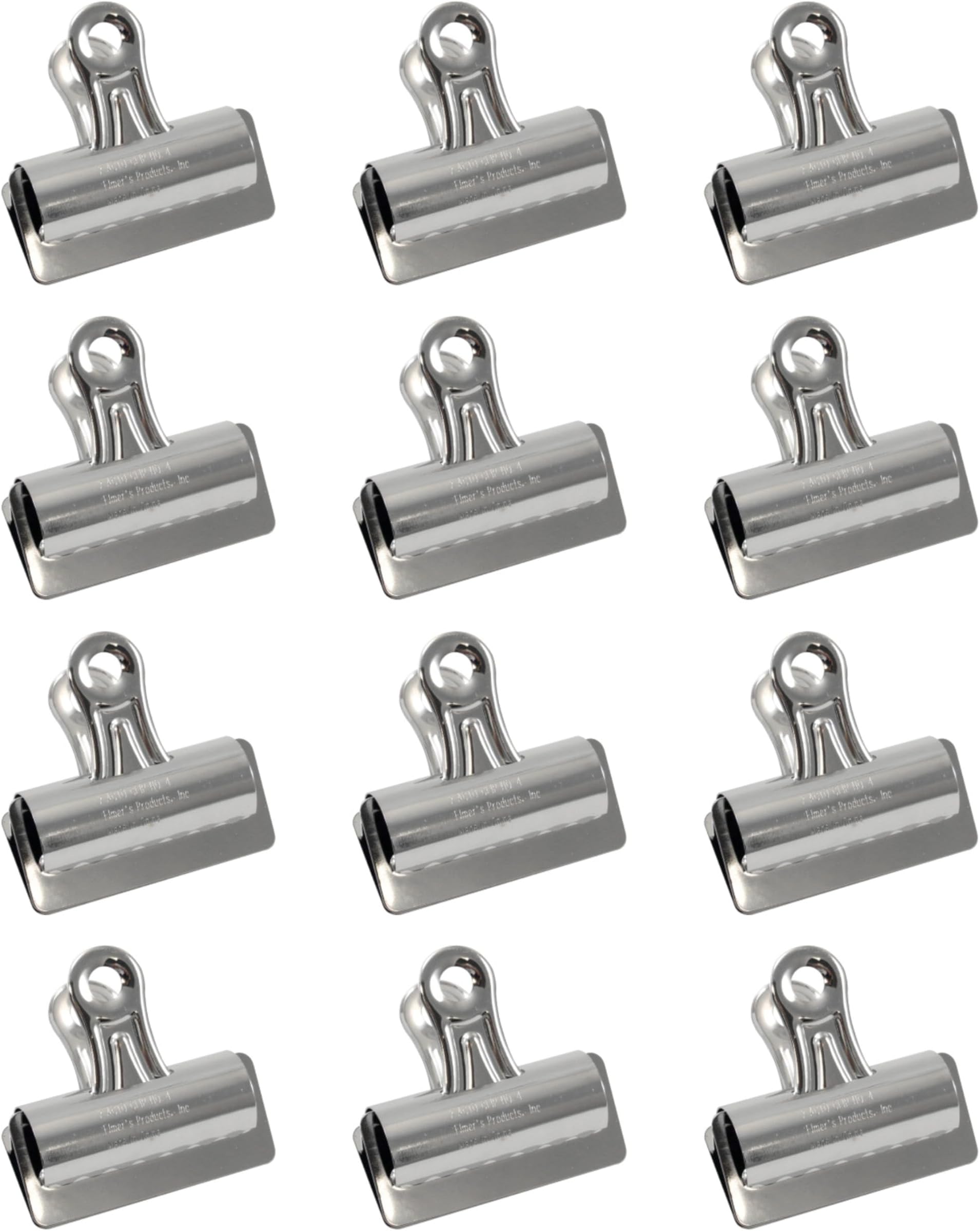 X-ACTO 4 Bulldog Binder Clips, Steel & Nickel-Plated, 3 Inch Clips, 12 Count - Document Organization, Desk Supplies