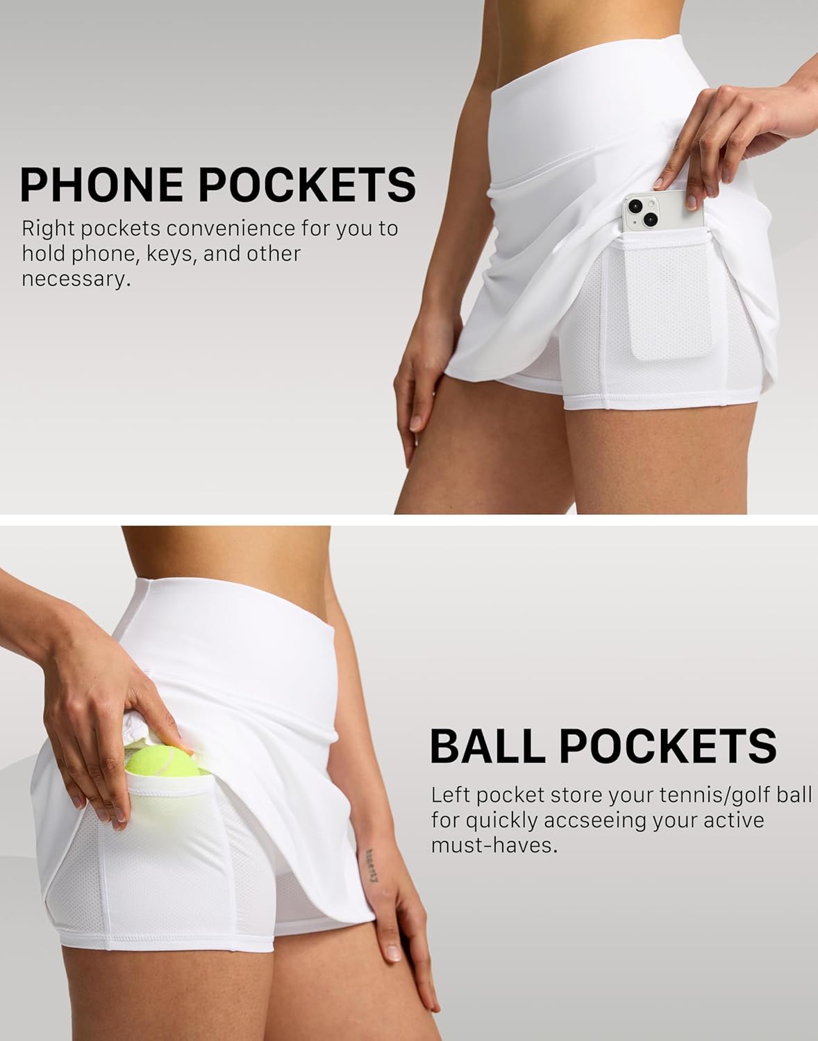 Soothfeel Tennis Skirts for Women 14.5" High Waisted Golf Skirt with Shorts Pockets Workout Athletic Skorts for Woman - Image 4