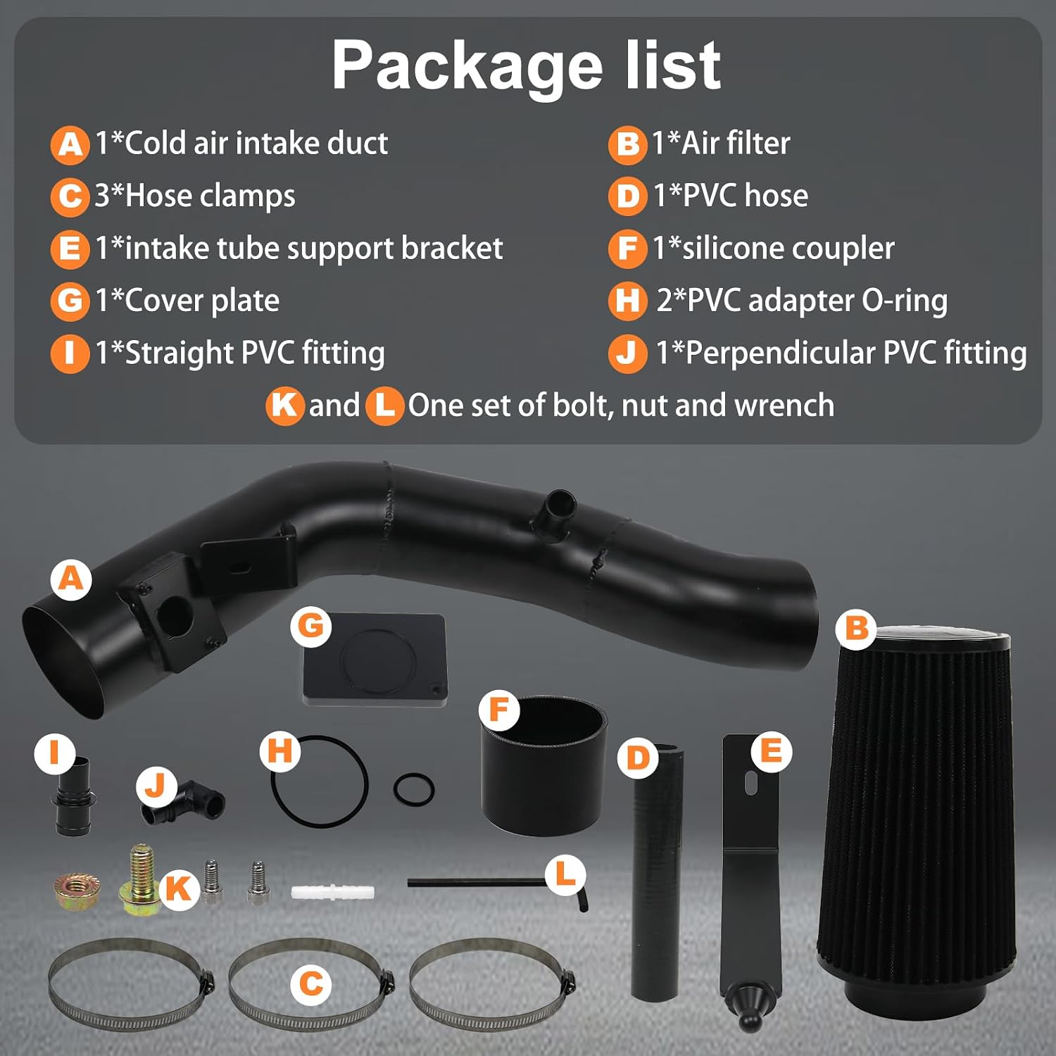 RULLINE 4" Air Intake System Air Intake Pipe with Oiled Filter Compatible with Ford F250 F350 F450 F550 6.0L Powerstroke Diesel 2003-2007