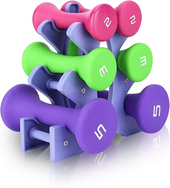 Greensen 6Pcs Neoprene Dumbbell Pair 2lb 3lb 5lb Bodybuilding Exercise Equipment for Home and Gym Fitness Exercise Workout Training for Arms and Hands