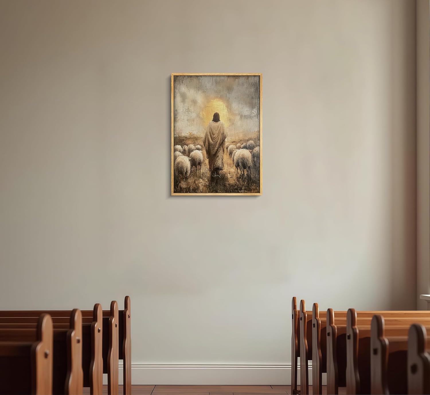 Framed Jesus and Lamb Canvas Wall Art The Lord is My Shepherd Painting Picture Wall Decor Christian Jesus Posters Prints Artwork for Living Room Bedroom Church Prayer Home Decor - Image 8