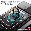 TheGiftKart Tough Armor Bumper Back Cover Case for Oppo Reno 14 Pro 5G | Sliding Camera Cover, Kickstand & Ring Holder | 360 Degree Protection Back Cover Case for Oppo Reno14 Pro 5G (PC & TPU, Black) gallery image