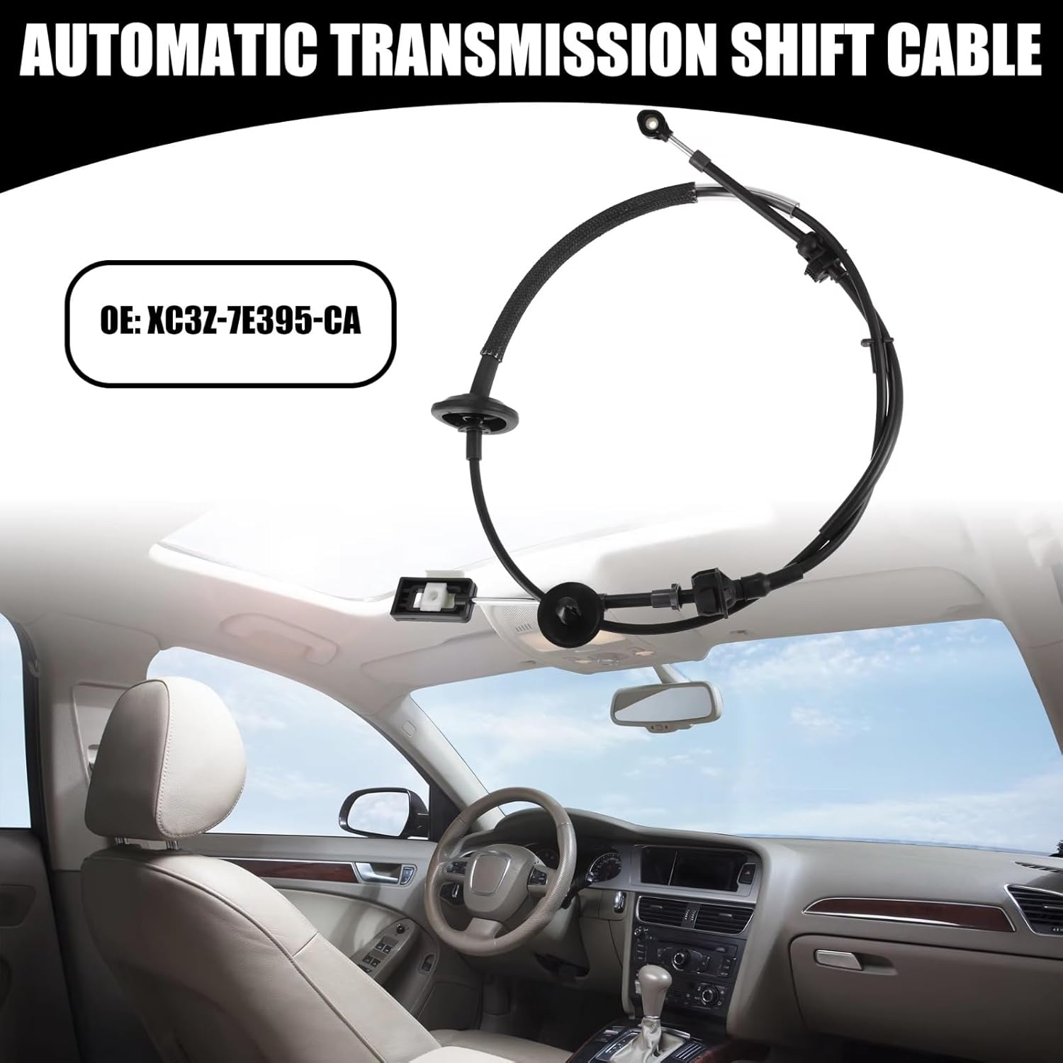 Trans Gear Shift Cable Compatible With F-250 F-350 F-450 F-550 For Super Duty 1999 2000 2001 2002 2003 2004 Automatic Transmission Shift Cable Metal Black