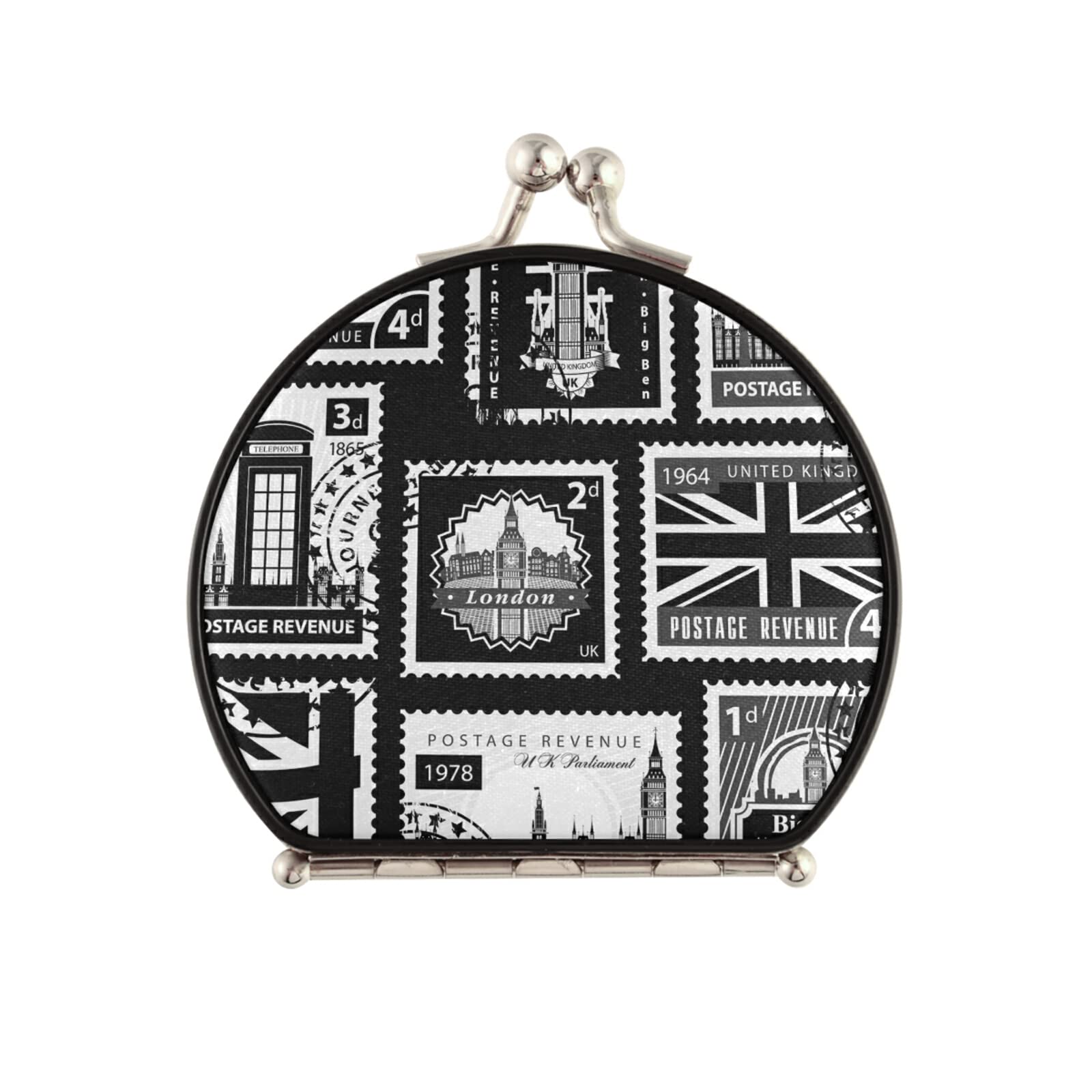 Union Jack, Parliament, Big Ben and London Compact Makeup Buckle Mirror Folding Mini Pocket Portable Hand Mirror Double-Sided with 2 x 1x Magnification for Woman Kids