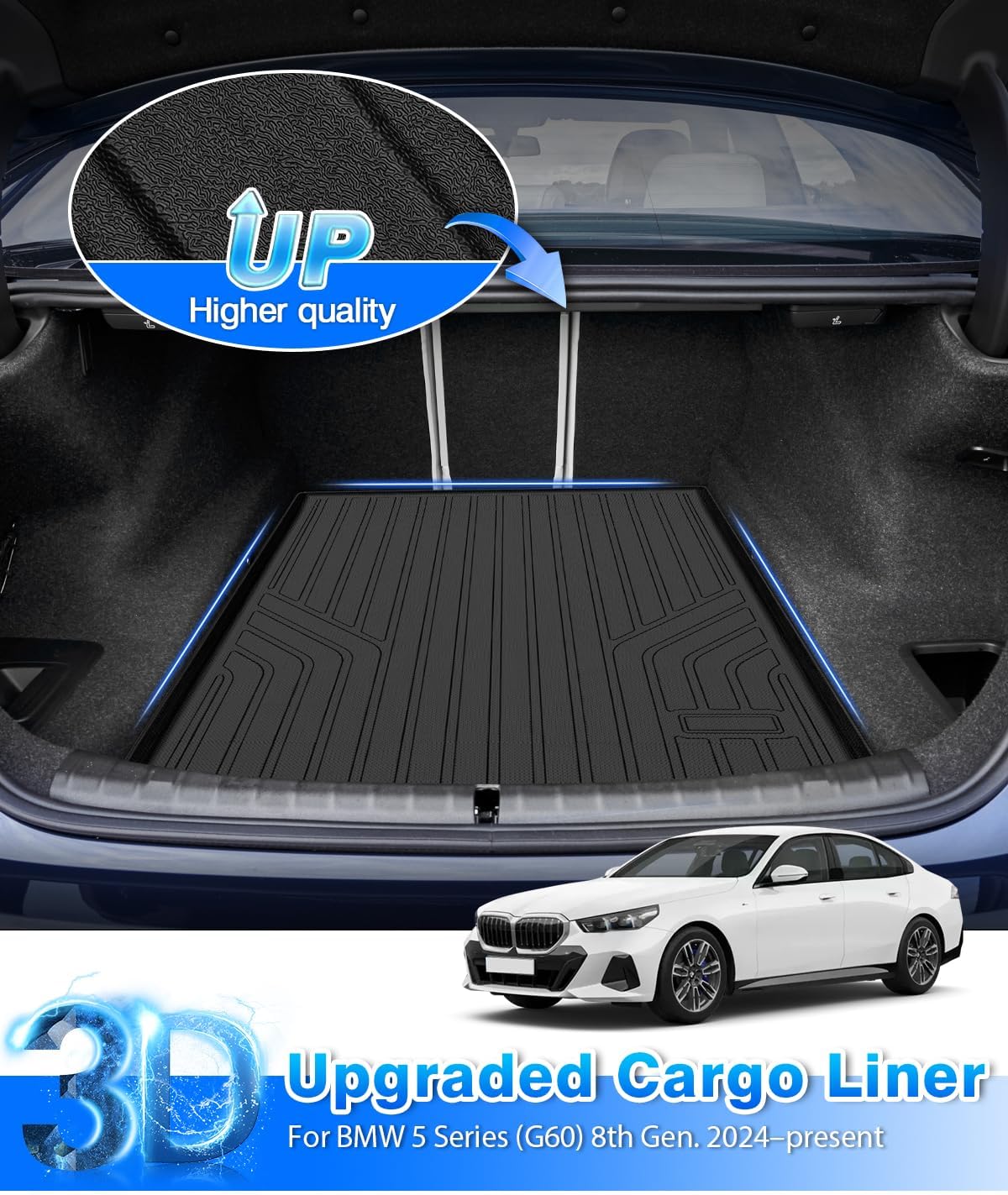 Cartist Floor Mats and Cargo Liner Fit for BMW 5 Series G60 (530i/530i xd/540i/540i xd) 2024 2025 All Weather Floor Mat G60 Accessories Heavy Duty Carpet Protection - Image 5
