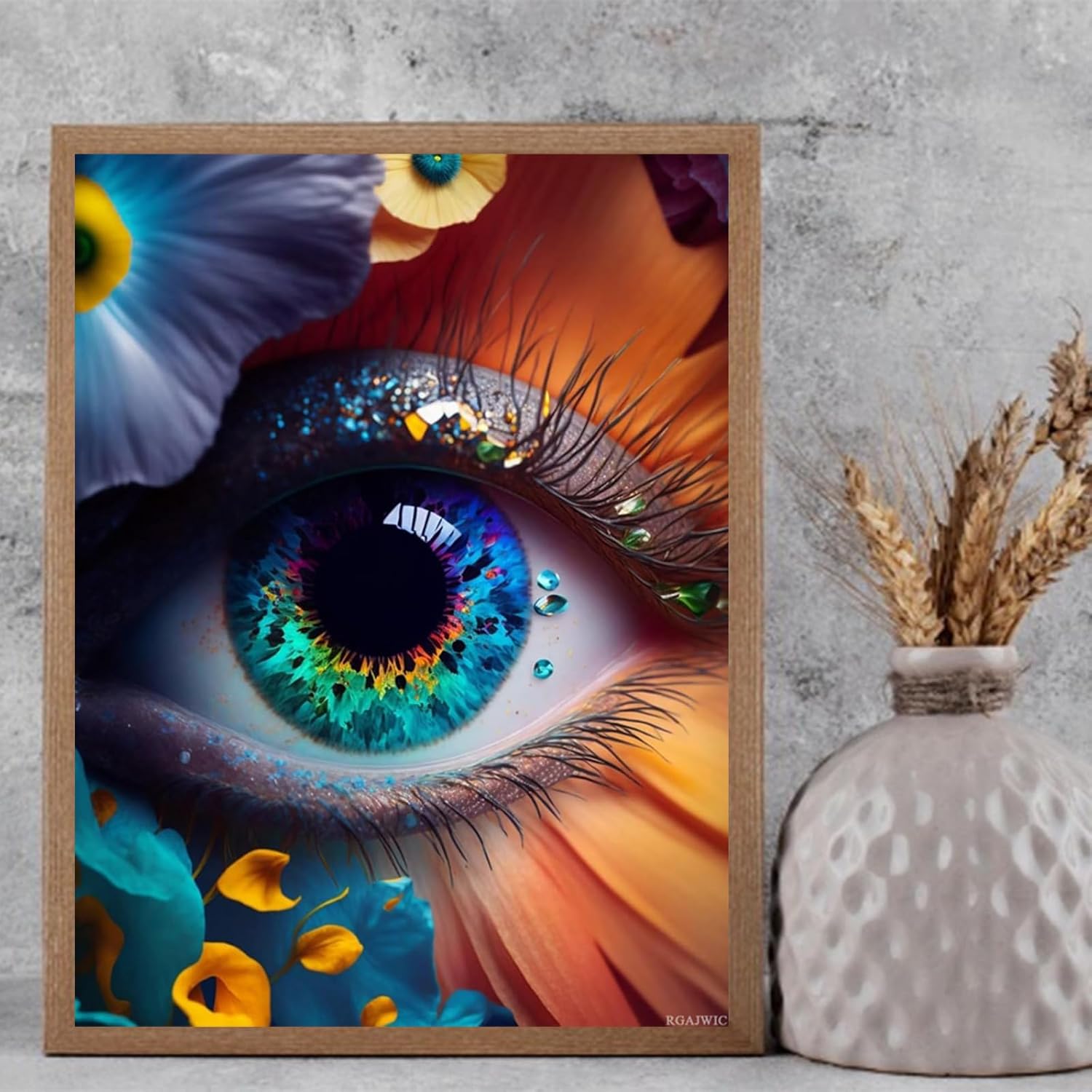 RGAJWIC Butterfly Full Drill Crystal Diamond Art Large Eye 5D Diamond Painting Kits for Adults, Diamond Painting Kits for Beginners Diamond Dots for Home Wall Decor Gift 12x16 inch image 3