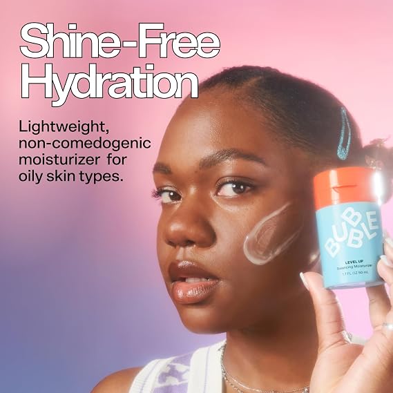 Bubble Skincare Level Up Gel Face Moisturizer for Oily Skin -Travel Size Lightweight Gel Moisturizer, Balancing + Hydrating Face Lotion with Niacinamide + Zinc to Improve Texture + Reduce Shine (50ml)
