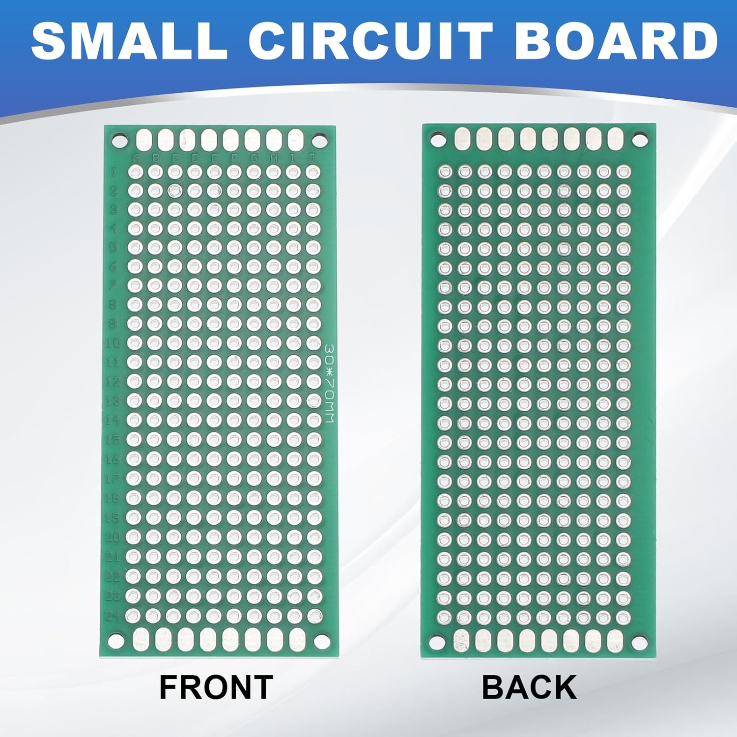 MECCANIXITY 10Pcs Breadboard Solderable 70mm x 30mm Green Circuit PCB Board Double Sided Tin-Plated PCB Prototype Board for Electronics Prototyping, DIY Circuits Projects