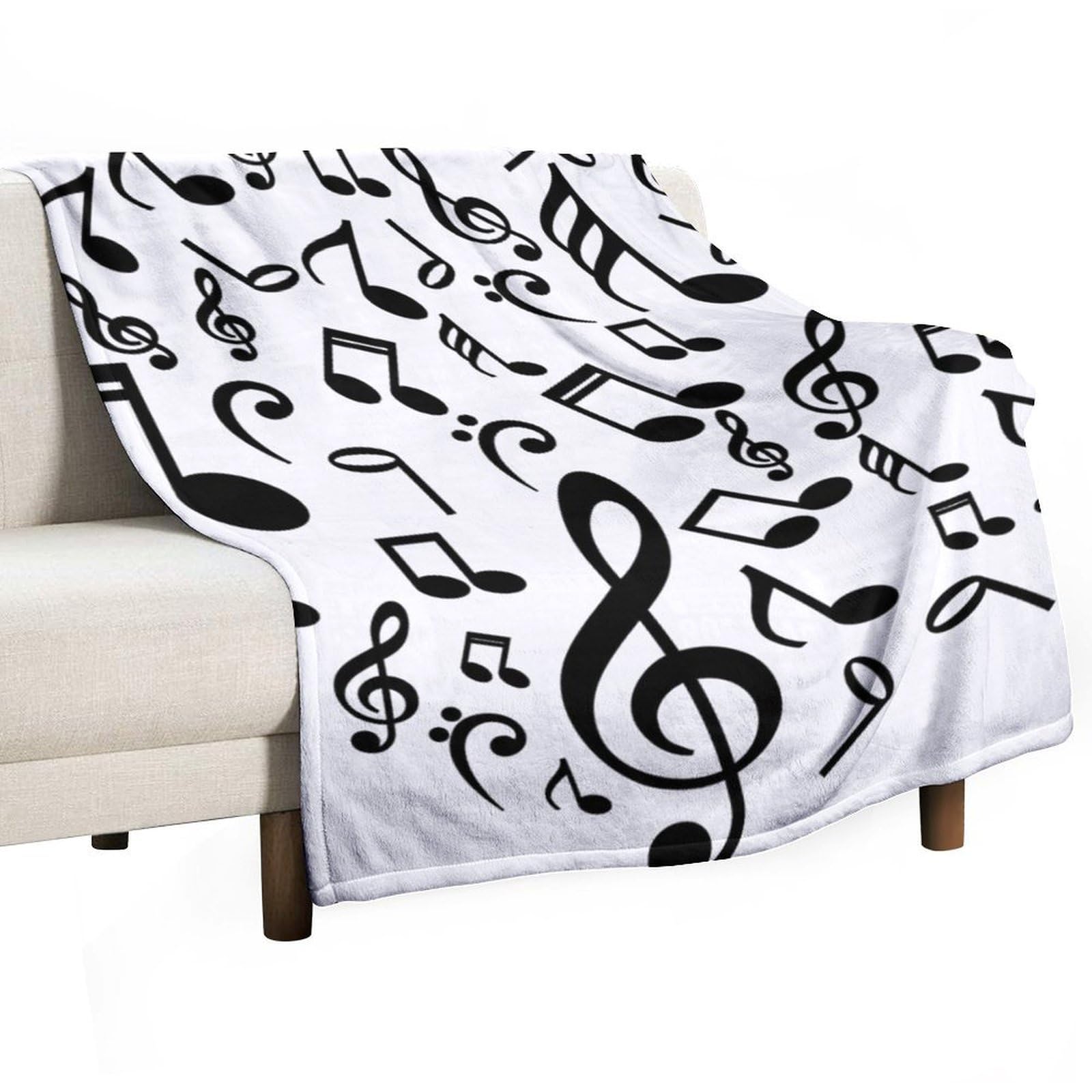 Hxwokrum Flannel Blanket, Music Notes Throw Blanket for Couch Sofa Bed Office, Soft And Comfortable Without Pilling