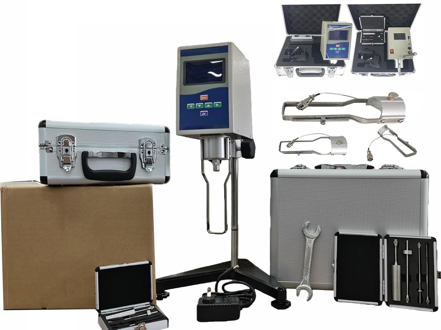 Digital Viscometer Digital Rotational Viscosity Meter Liquid Viscometer Rotary visometer Fluidimeter 1~100000mPa.s Accuracy ±1% with Temperature Display Sensor 4 Rotor Viscosity Measurement