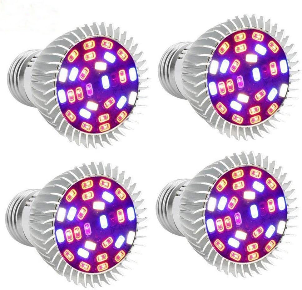 [Pack of 4 ]Led Grow Light Bulb Full Spectrum, highydroLED 28W Plant Light Bulb for Indoor Plant, E26 Socket Screw, Plant Grow lamp for Indoor Garden Hydroponic Greenhouse Hydroponic Plants