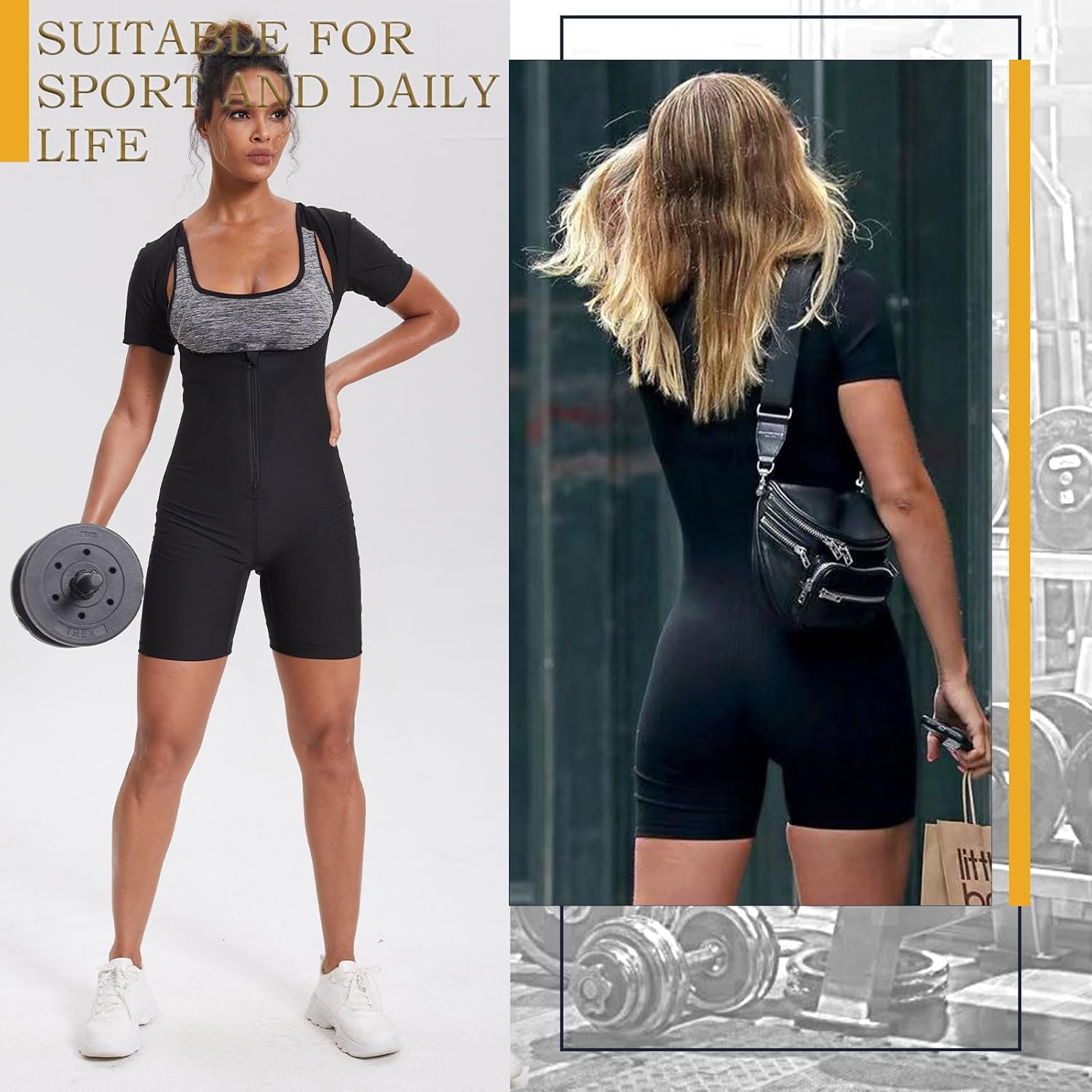 Sauna Suit For Women Weight Loss Sweat Vest Waist Trainers Lower Belly Fat Workout 4 in 1 Full Body Shaper - Image 5