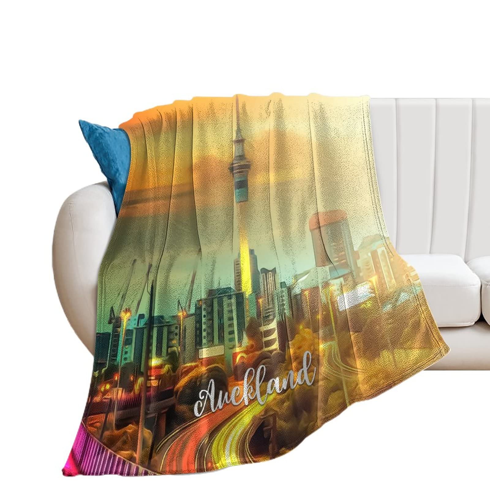 Couverture polaire Auckland Covers voyage et canapé 101x127 cm paysage urbain