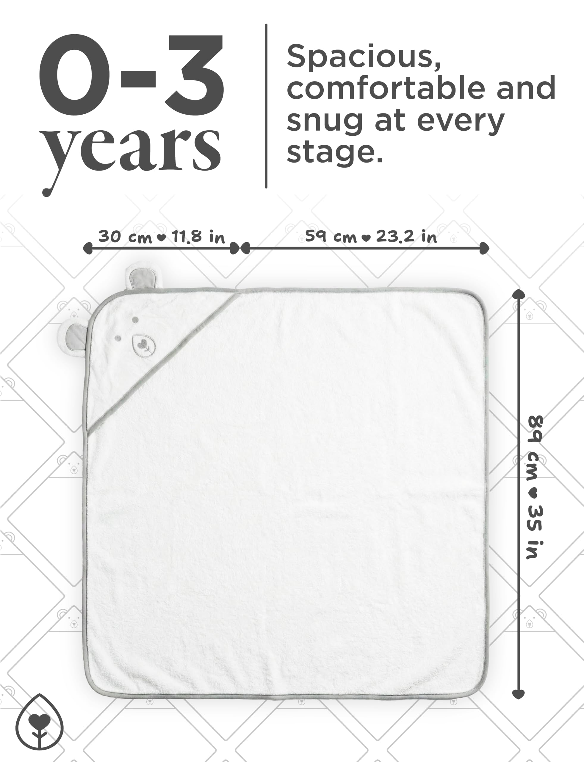 Asciugamano Neonato Bambù con Cappuccio 89x89 cm 0-3 Anni Accappatoio Morbido Super Assorbente per Pelle Sensibile Telo Bagno Bambino Regalo Nascita per Neogenitori con Animaletti (Bianco)