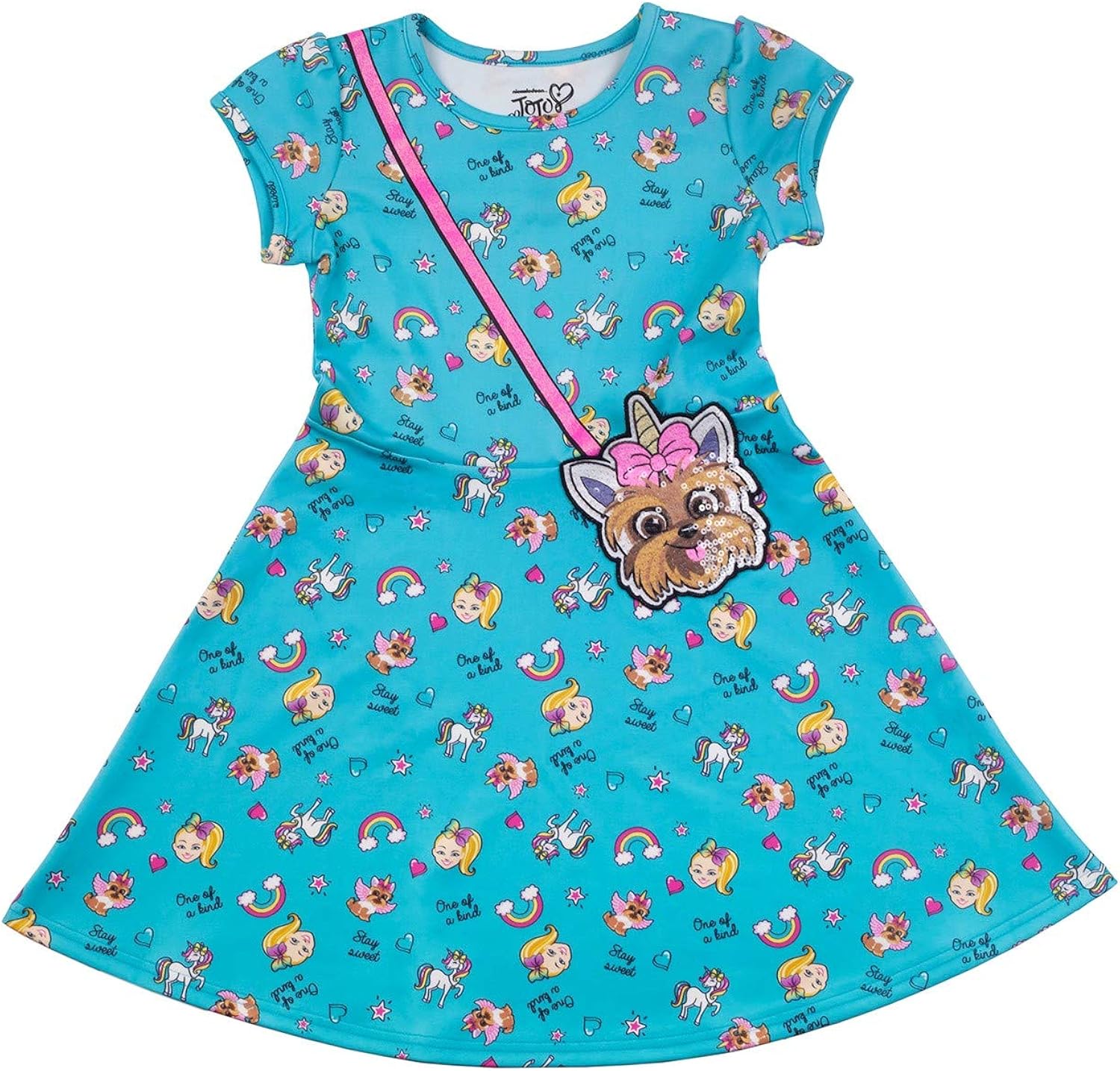 Nickelodeon Girls JoJo Siwa & Bow Bow Multicolored Knit Dress with Removable Purse : Clothing, Shoes & Jewelry