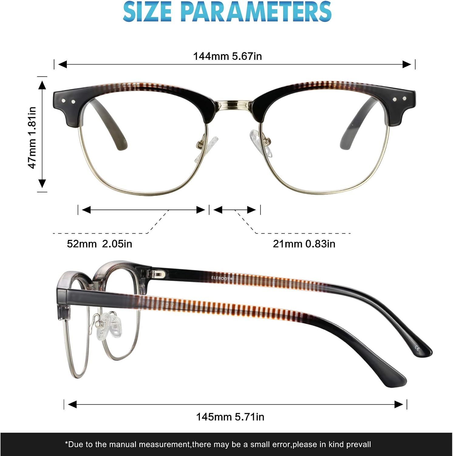 Blue Light Glasses Men Women,Blue Light Blocking Glasses for Computer Gaming/TV/Phones Anti Eye Strain,Semi Rimless Anti Blue Light Blocker Eyewear(C3-Tortoiseshell)