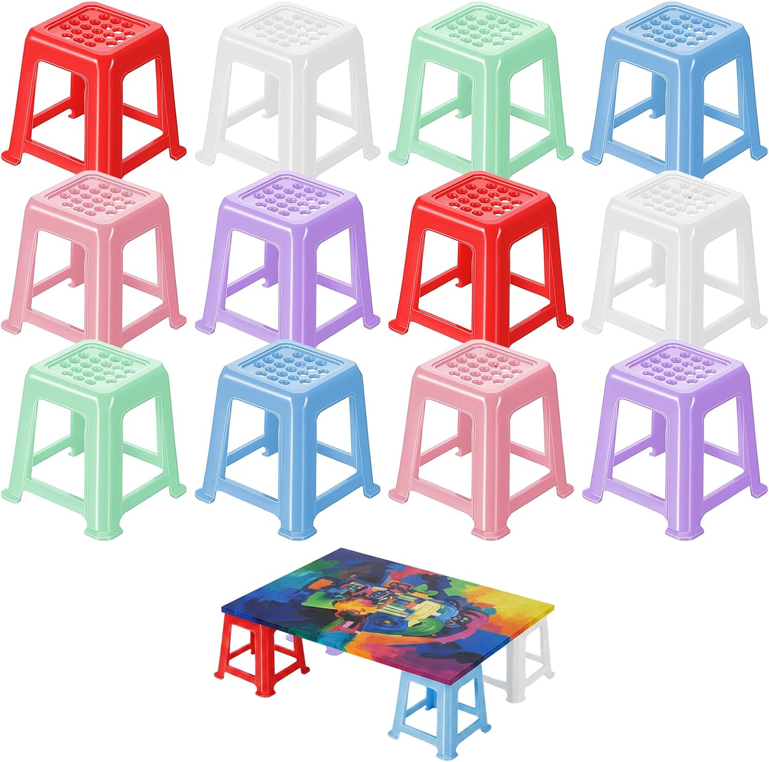 12PCS Canvas Stands for Paint Pouring, Mini Painting Canvas Stand, Non-Slip Painting Stand for Canva, Paint Stands Holder Tools, 6 Colors
