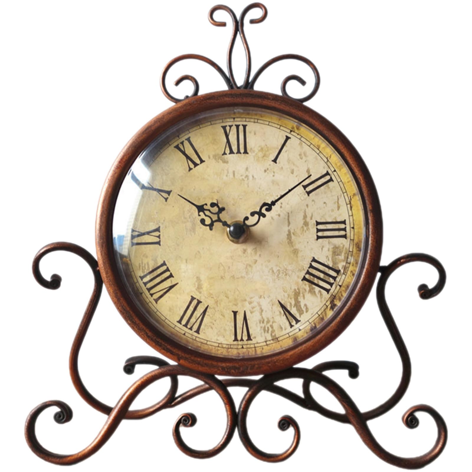 Reloj de escritorio retro TIDTALEO de hierro marrón para repisa o chimenea