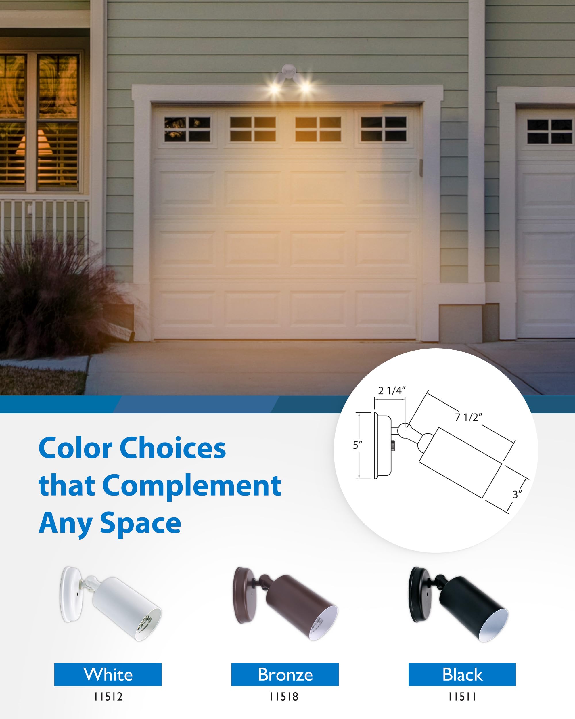 Nicor Lighting - Lámpara de bala ajustable