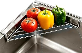 Stainless Steel Corner Sink Shelf, Sink Corner Drying Rack, Triangle Dish Drying Rack Sponges Soap Plates Cups Utensils Drain Shelf for Kitchen Counter Home Restaurant，2PCS