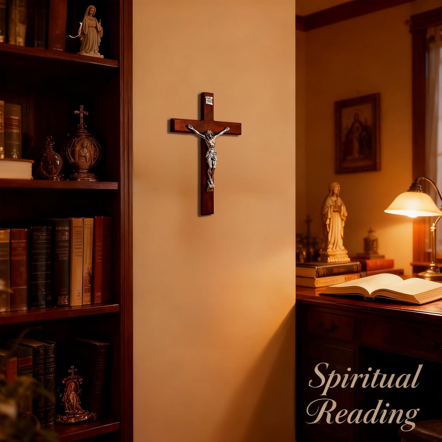 CZMZHFC Crucifix Wall Cross，Handmade Wood Cross Wall Decor Catholic Crucifix, HexiangStore Baptismal Gifts from Parents and Relatives Catholic Cross