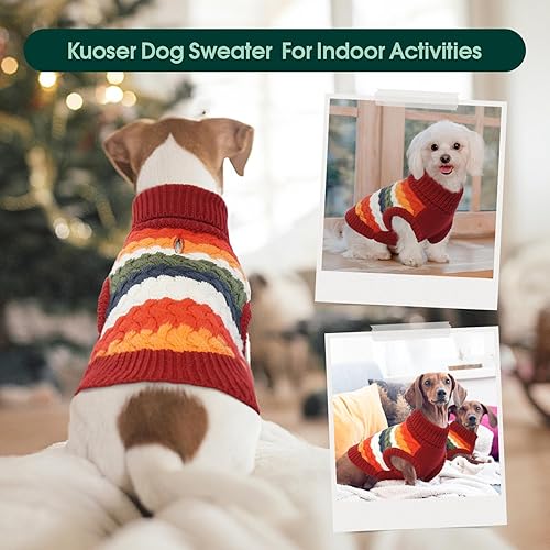 Miniatura 6 de Kuoser Suéter para perro, suéteres de Navidad para perros extra pequeños, suéter suave y cálido para perros, chaleco de punto trenzado colorido,