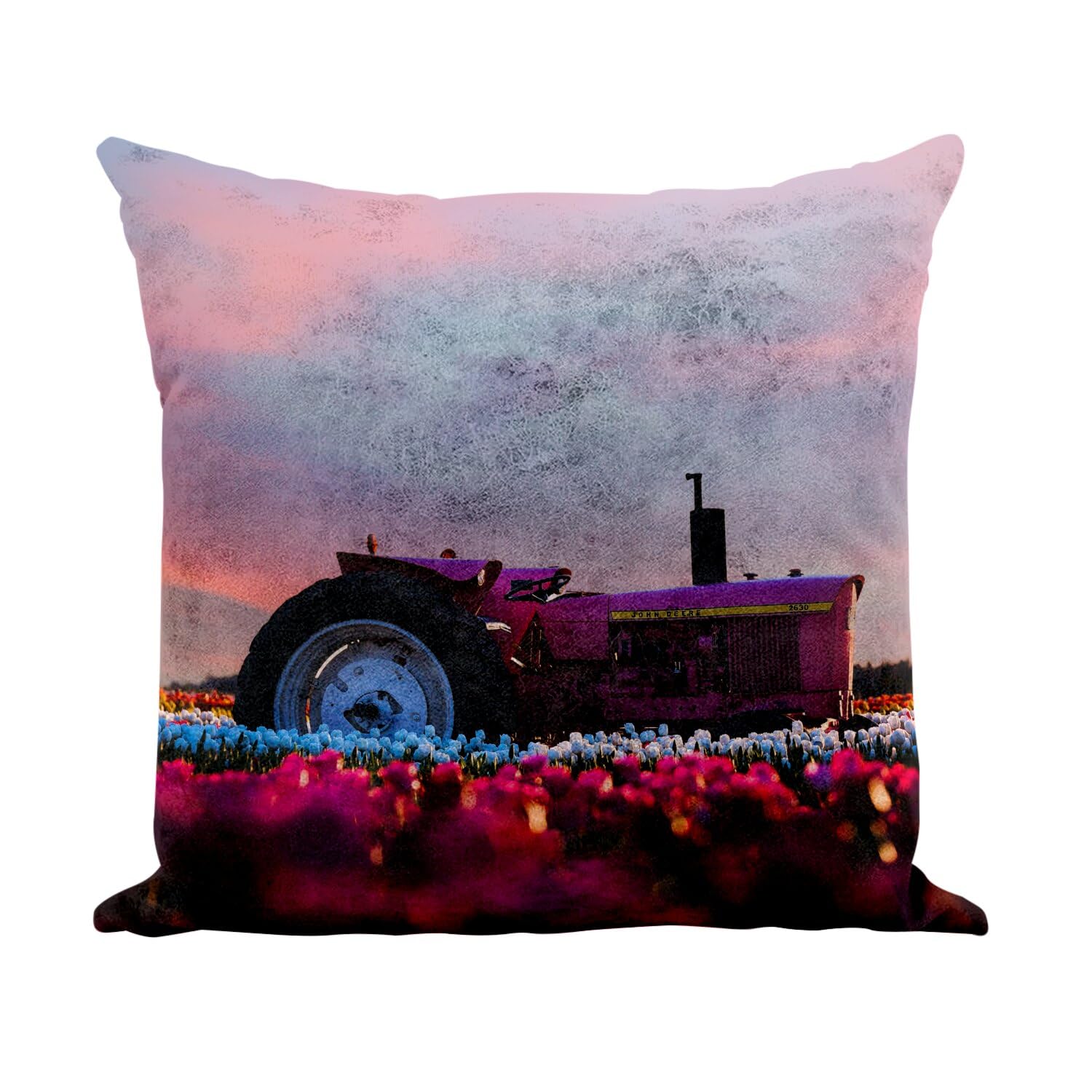 Coussin tracteur rétro similicuir blanc d'exception au toucher cuir lisse 40x40cm