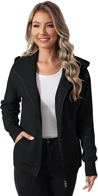 ANOTHER CHOICE Womens Zip-Up Fleece Hoodie with Pockets