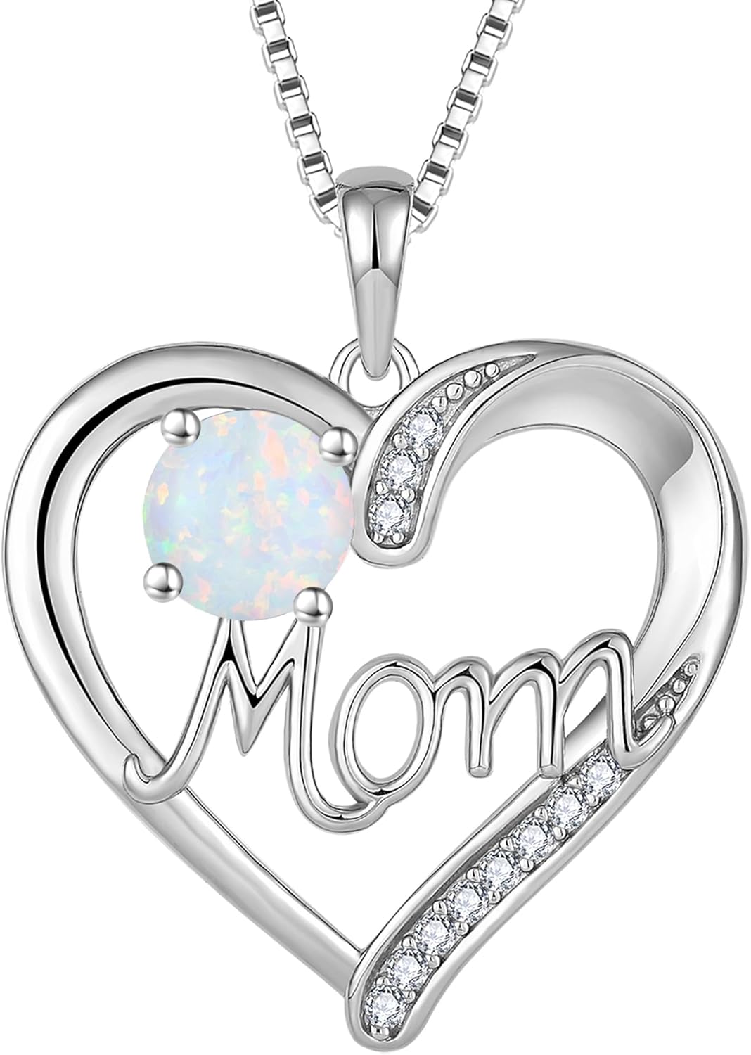 YL 925 Sterling Silver Heart Necklace for Women Love Mom Pendant Birthstone Jewelry for Mother