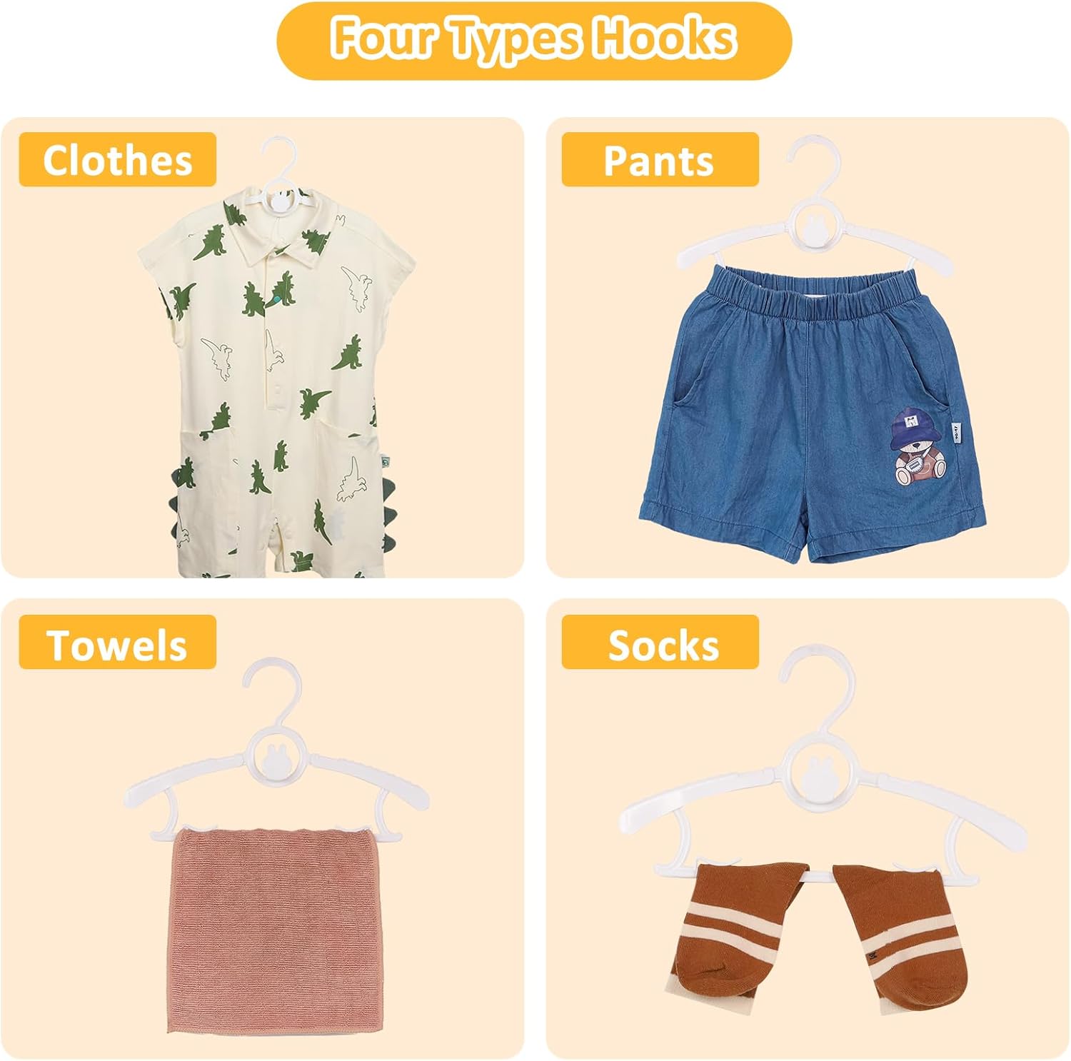 50 Pack Baby Hangers, 11"-14" Adjustable Infant Hanger, Non-Slip Kids Hanger, Space Saving Plastic Hangers for Girl Boy Toddler Kids Child (White) - Image 5