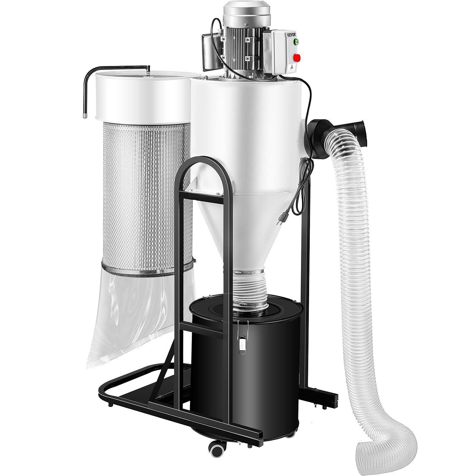 Buy VEVOR Dust Collector, 2 HP Portable Cyclone Dust Collector, 1,500