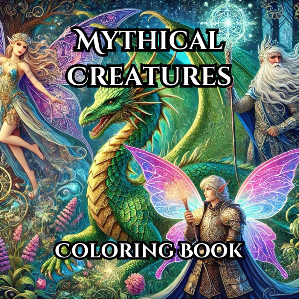 mythical creatures coloring book: "A Whimsical Journey Through Legendary Beasts and Enchanted Realms"