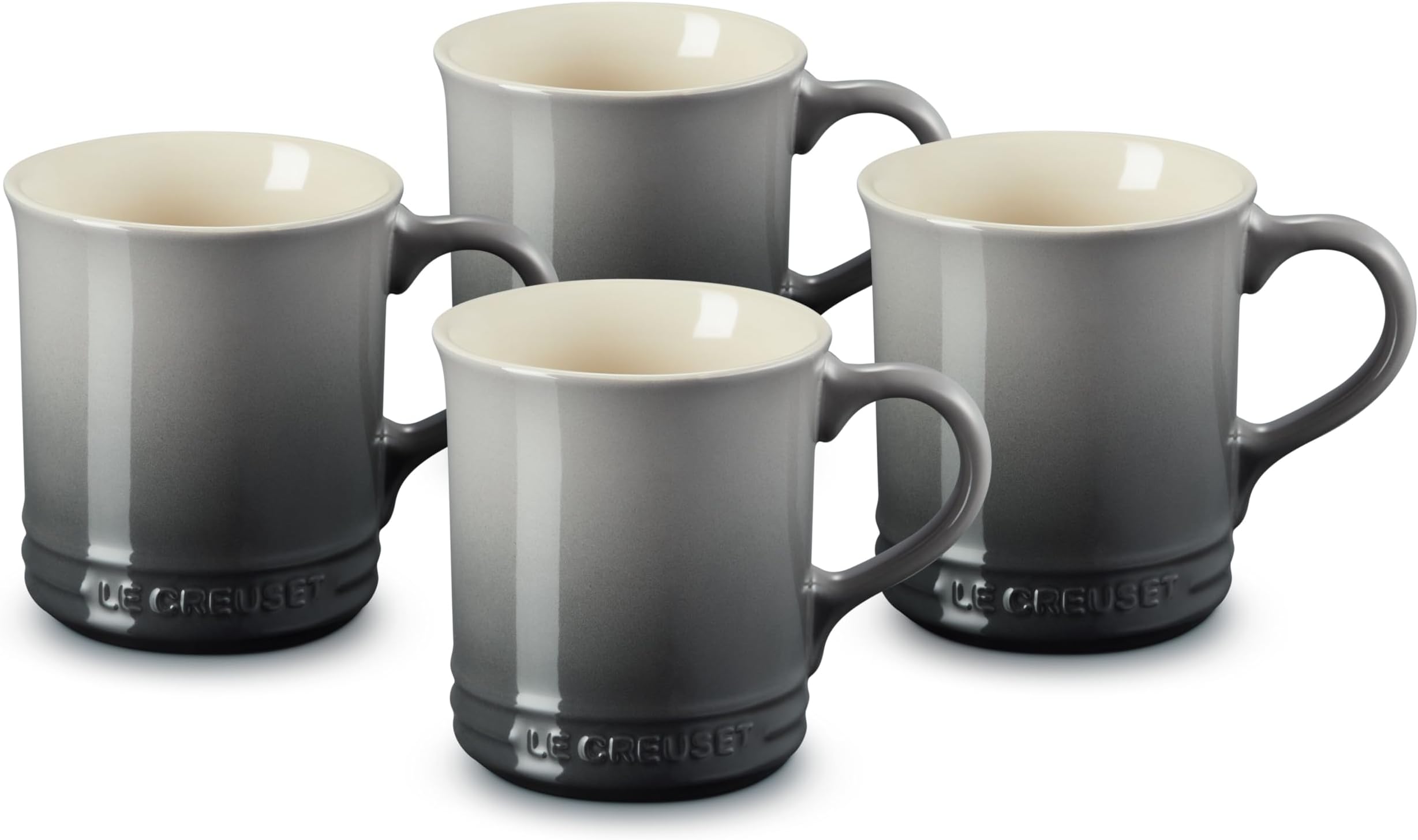 Stoneware Set of 4 Mugs, 14 oz. each, Oyster