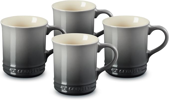 Le Creuset 4 Mugs, 14 oz. each, Oyster