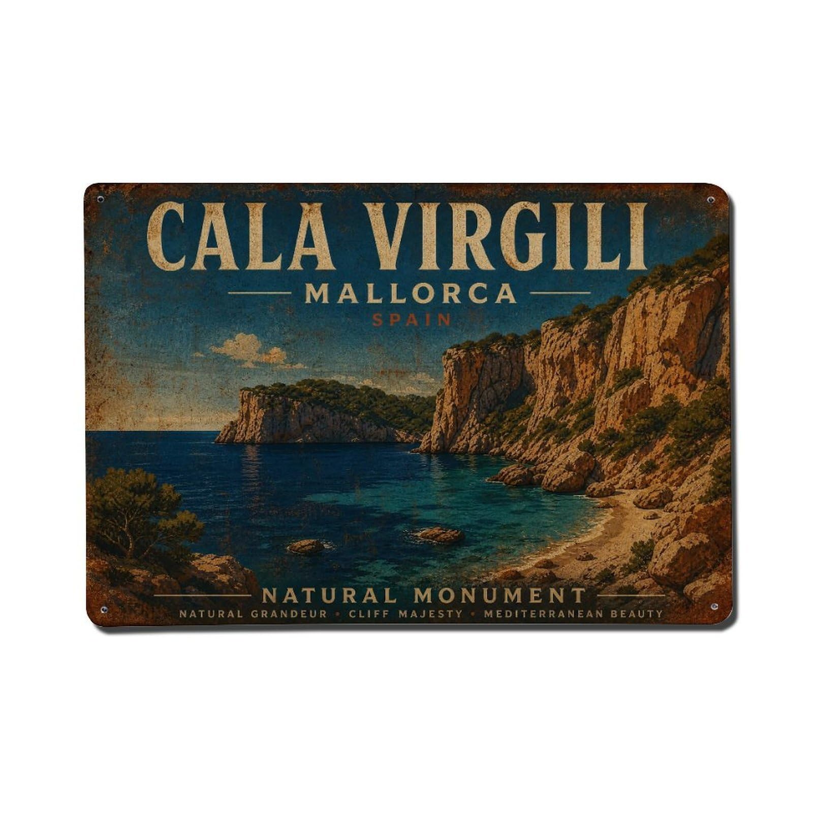 Metal Tin Sign Vintage Travel Mallorca Spain