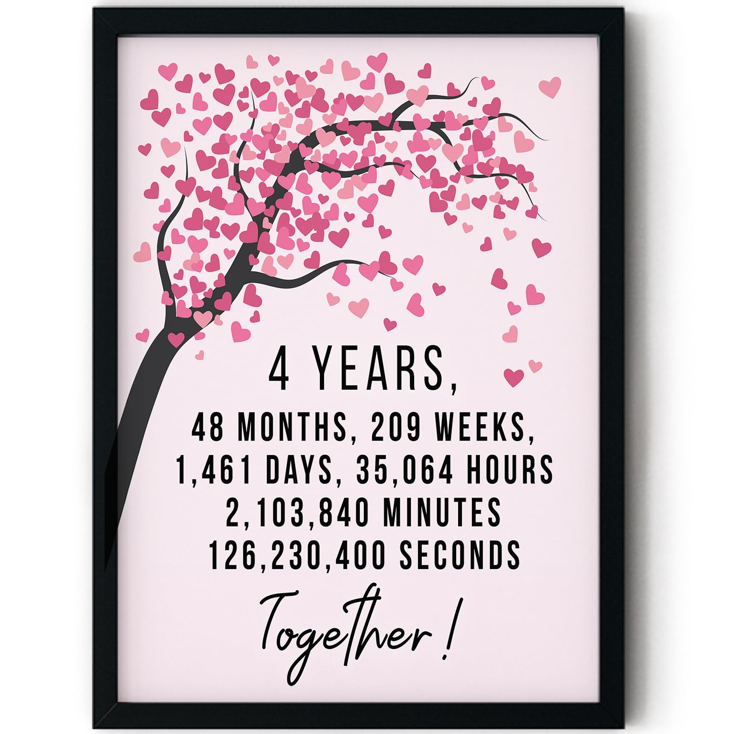 Stuff4 Women's 04 4Th Anniversary Poster Framed, 4 Years 48 Months