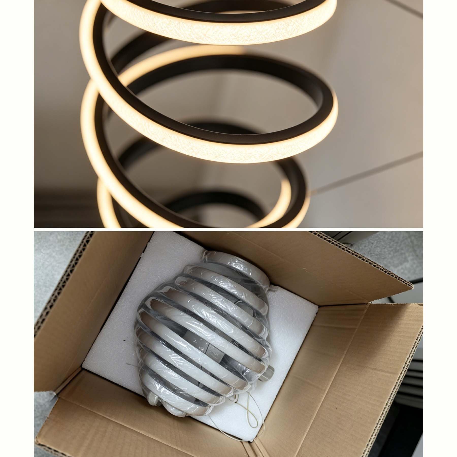 100cm LED Hängeleuchte Esszimmer Dimmbar, Höhenverstellbar Spiralförmig Hängelampe mit Farbtemperatur Einstellbar, Moderne Weiß Pendelleuchte für Esstisch Büro Bar Wohnzimmer Küche