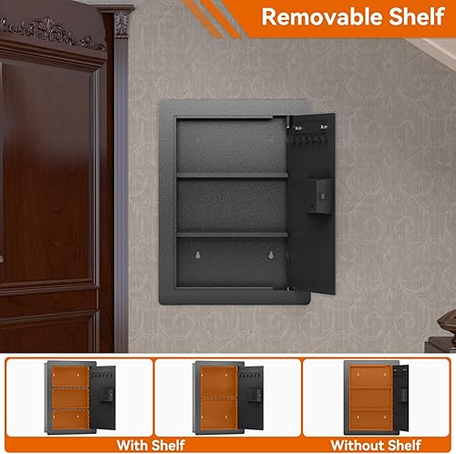 Miniatura 3 de Caja fuerte de pared entre tachuelas ocultas con bloqueo de teclado digital, acero resistente electrónico con estantes extraíbles, secreto en la