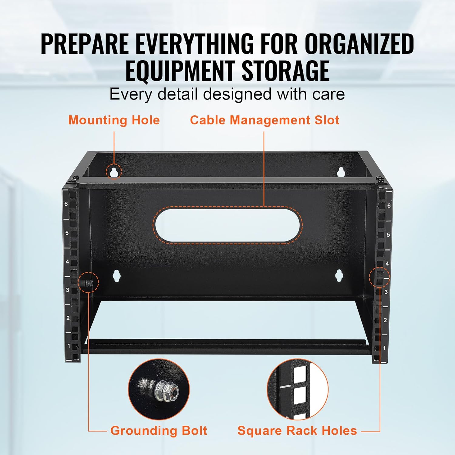 VEVOR 6U Network Rack, 14 in Deep Wall Mount Server Rack, 19" Patch Panel Bracket for Shallow Server and IT Equipment, Network Switches, 50 lbs Max Weight Capacity