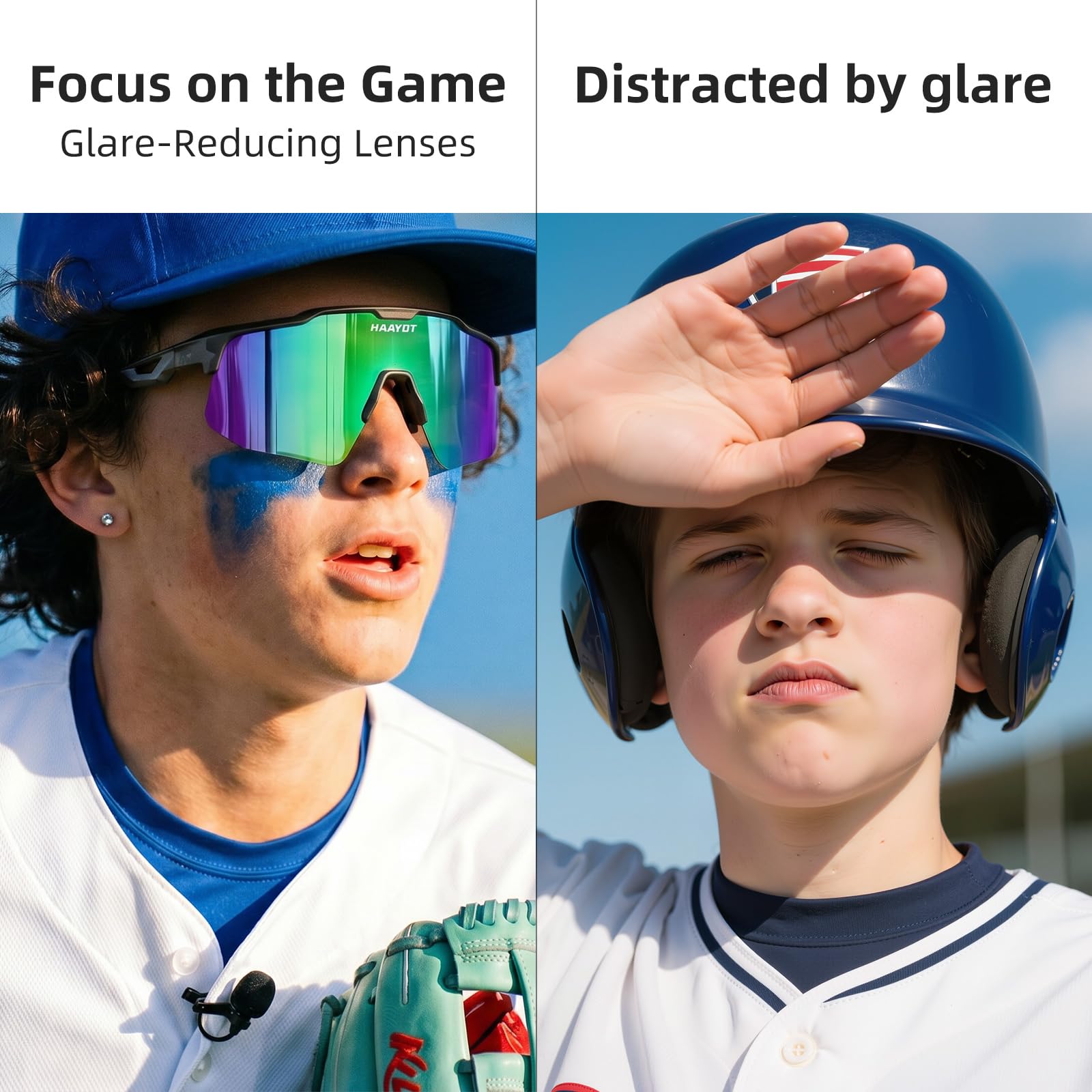 HAAYOT Polaryzacyjne sportowe okulary przeciwsłoneczne dla mężczyzn kobiet baseball jazda na rowerze bieganie softball okulary rowerowe 5 soczewek zielone